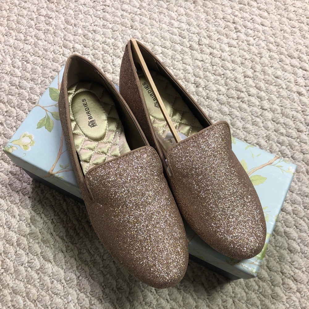 Birdies Gold Sparkle Starling Loafer - 6.5 NIB